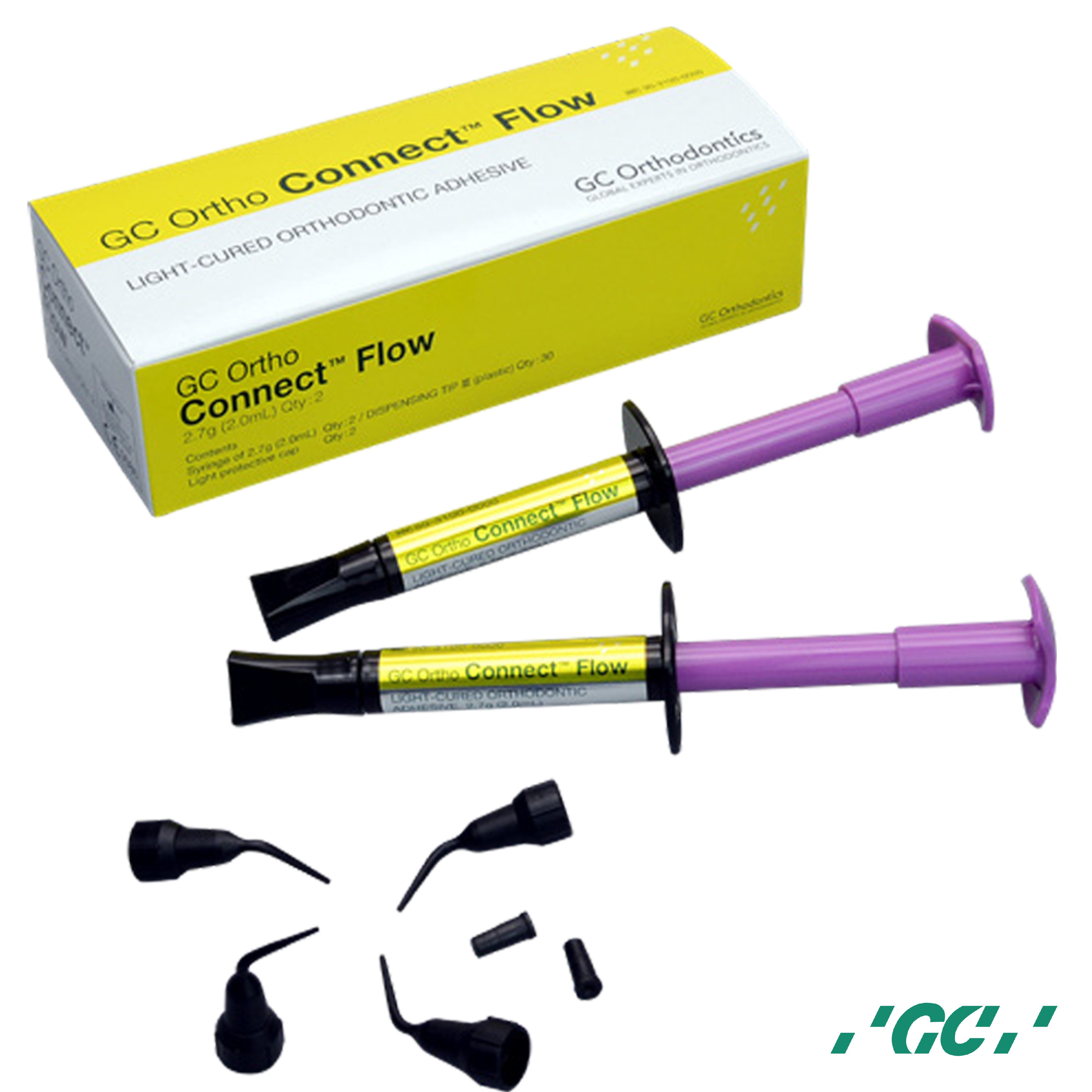 GC Ortho Connect Flow · Light-Cured Orthodontic Adhesive · Easy to Handle · Improved Flexibility and Resistanc · Strong adhesion to retainer wires or archwires.