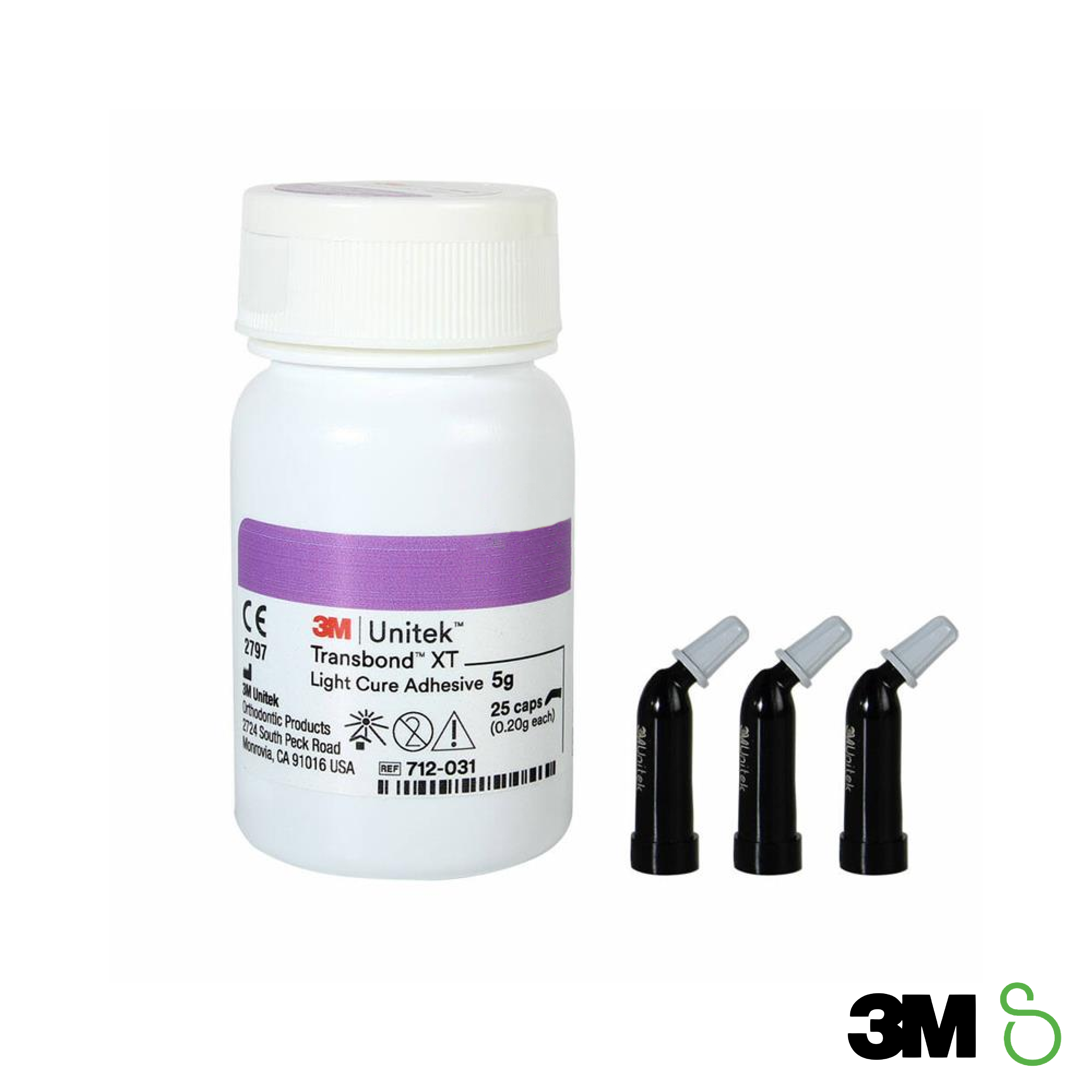 3M Transbond XT Light Cure Adhesive is an ortho adhesive. It bonds metal and ceramic brackets.