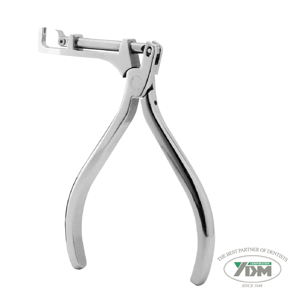 Convertible Cap Removing Pliers. Pliers use reciprocal action to shear off the temporary cap of a convertible first molar tube.