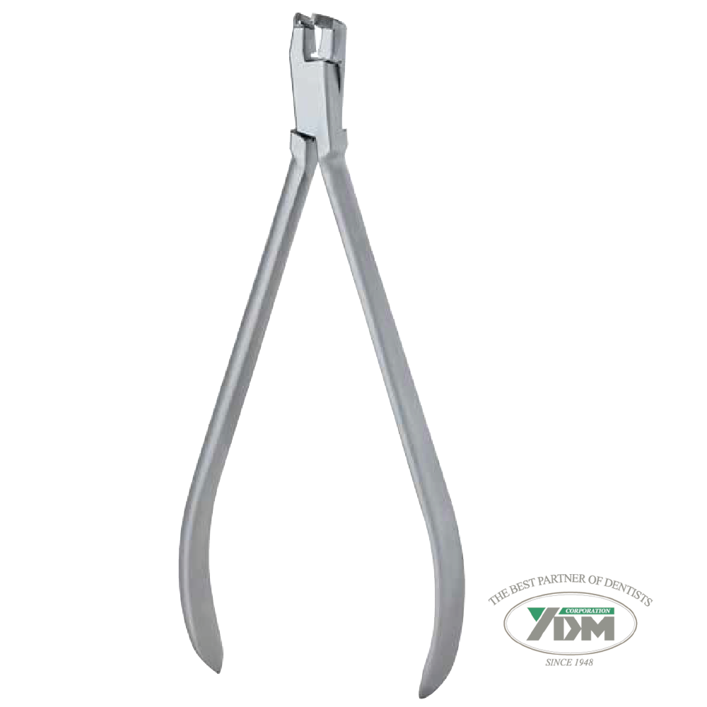 Orthodontic plier Cut and hold distal end of arch wire. Safety cuts and securely holds distal ends of arch wires. Long handle.